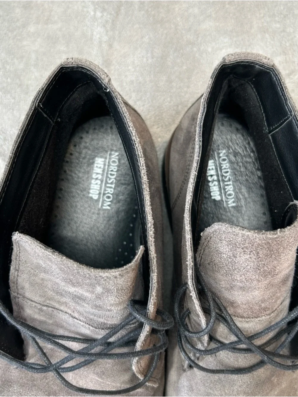 Nordstrom Mens Shop Suede Lace Up Grayson Ankle Boots Gray Size 10.5 US or 44 EU